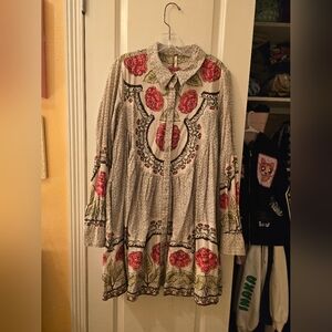 Free People Floral Print Midi Dress Large